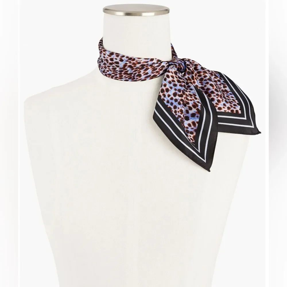 NWT *Talbots* LEOPARD DOT 💯 SILK NECKERCHIEF Twilly
